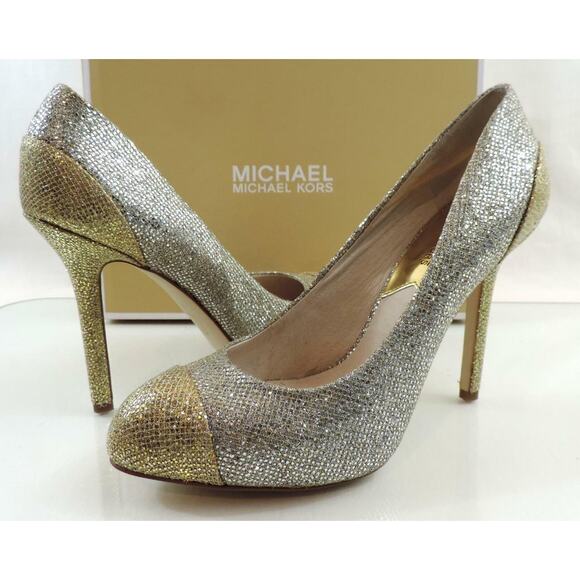 Women's Shoes Michael Kors Sinclair Pump Cap Toe Stiletto Heels Silver Size 7.5 - Picture 4 of 8